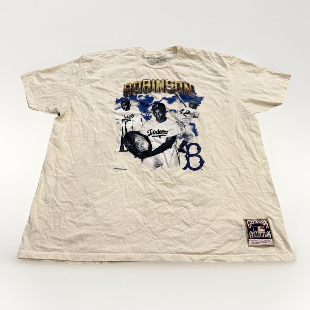 Mitchell & Ness Cream Jackie Robinson Cooperstown Brooklyn Dodgers T-Shirt 3XL